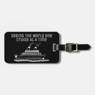 Cruise Ship Traveller Funny Simple Black White Luggage Tag