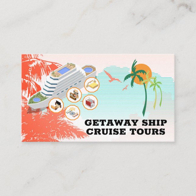 Cruise Ship | Tropical Trees Business Card (Front)