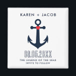 Cruise Ship Wedding Anchor Save the Date Magnet<br><div class="desc">Set sail on a journey of love with our Cruise Ship Wedding Anchor Save the Date Magnet. Perfect for announcing your upcoming nuptials aboard a cruise ship, this magnet combines nautical charm with practical functionality, ensuring your guests are excited and ready to join you on your special day at sea....</div>