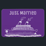 Cruise Ship Wedding Just Married Cabin Marker Magnet<br><div class="desc">Perfect magnet for newlywed or those just married and travelling on a wedding honeymoon cruise. Cruise ship cabin door marker to help find your stateroom. Background  purple colour can be changed to match your wedding colour(s). Fun wedding gift for the newly married couple.</div>