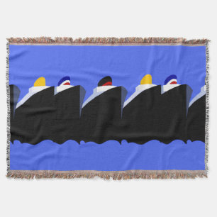 Cruise Ships Vintage Poster Ocean Liner Throw Blanket