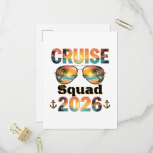 Cruise Squad 2026 - Retro Sunset Invitation Postcard
