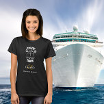 Cruise squad black white monogram name T-Shirt<br><div class="desc">A black background,  decorted with a cruise ship and the text: Cruise Squad.  Personalize and add your monogram initials and full name.</div>