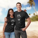Cruise squad black white monogram name T-Shirt<br><div class="desc">A black background,  decorted with a cruise ship and the text: Cruise Squad.  Personalize and add your monogram initials and full name.</div>