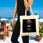 Cruise squad black white monogram name tote bag<br><div class="desc">A black background,  decorted with a cruise ship and the text: Cruise Squad.  Personalize and add your monogram initials and full name. 
Back: no design</div>