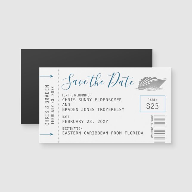 Cruise Wedding Date Boarding Mass Mini Magnet (Front/Back)