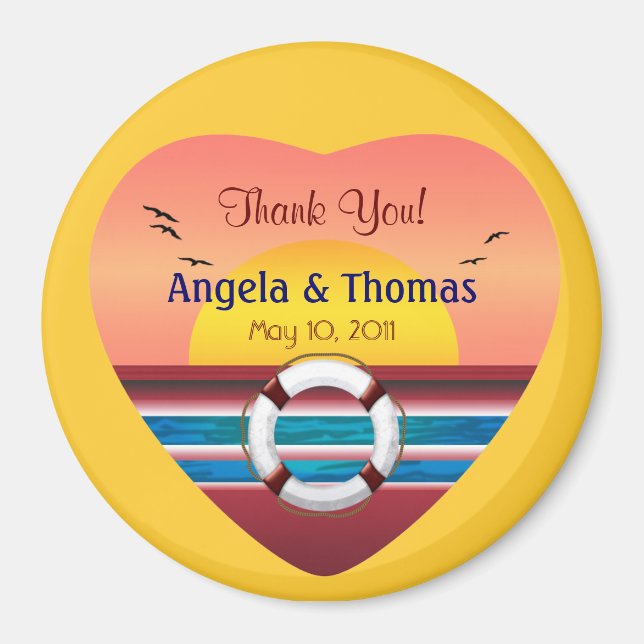 Cruise Wedding Personalized Favour Magnet (Front)
