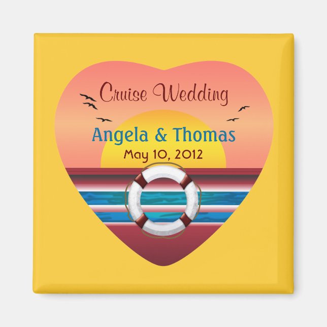 Cruise Wedding Personalized Favour Magnet (Front)