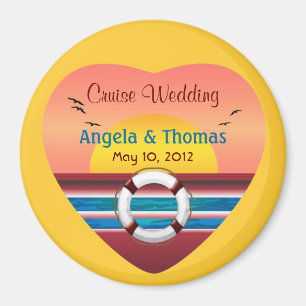 Cruise Wedding Personalized Round Favour Magnet