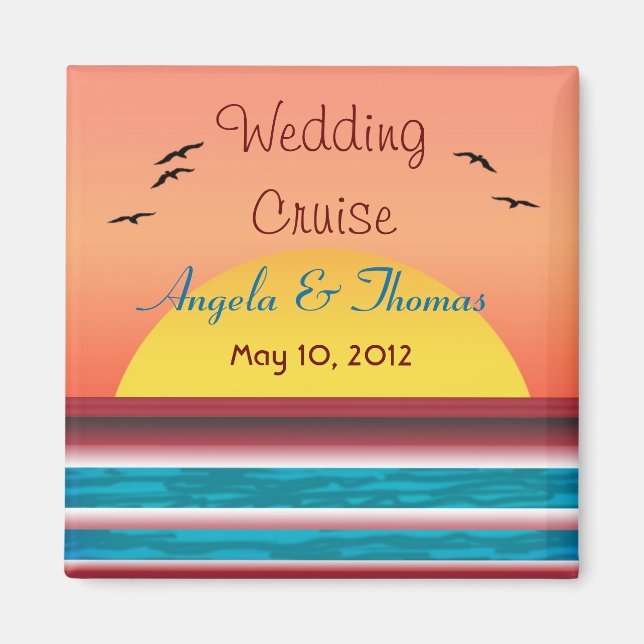 Cruise Wedding Personalized Sunset Favour Magnet (Front)