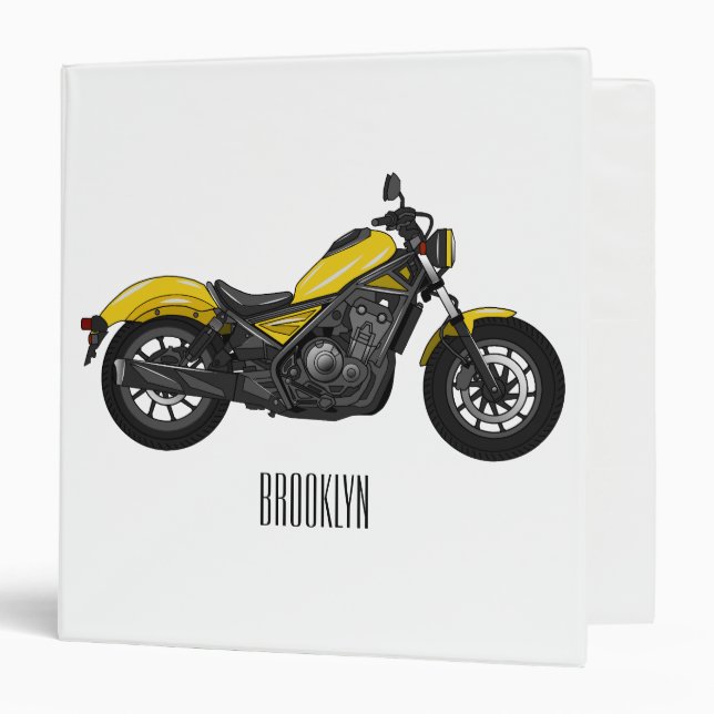 Cruiser motorcycle cartoon illustration binder (Front/Inside)