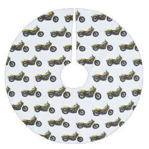 Cruiser motorcycle cartoon illustration brushed polyester tree skirt