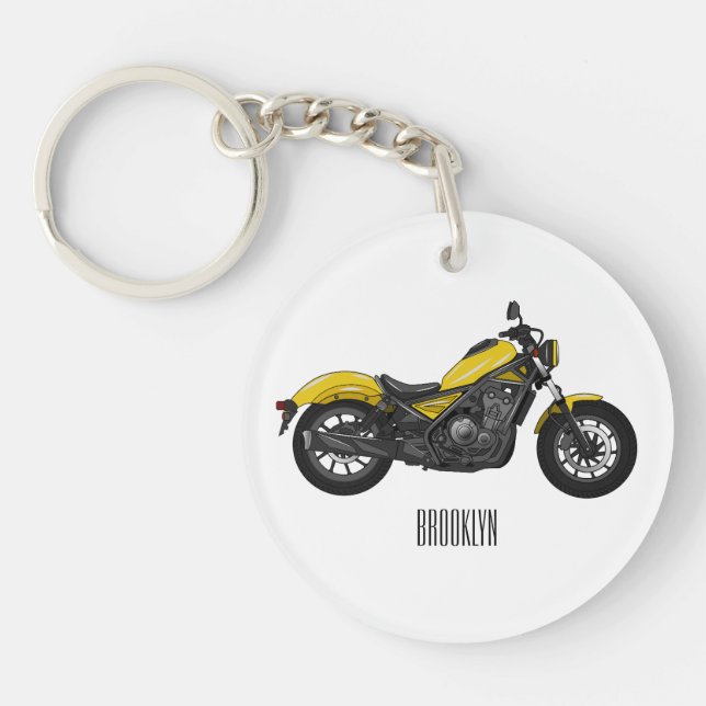 Cruiser motorcycle cartoon illustration  keychain (Front)