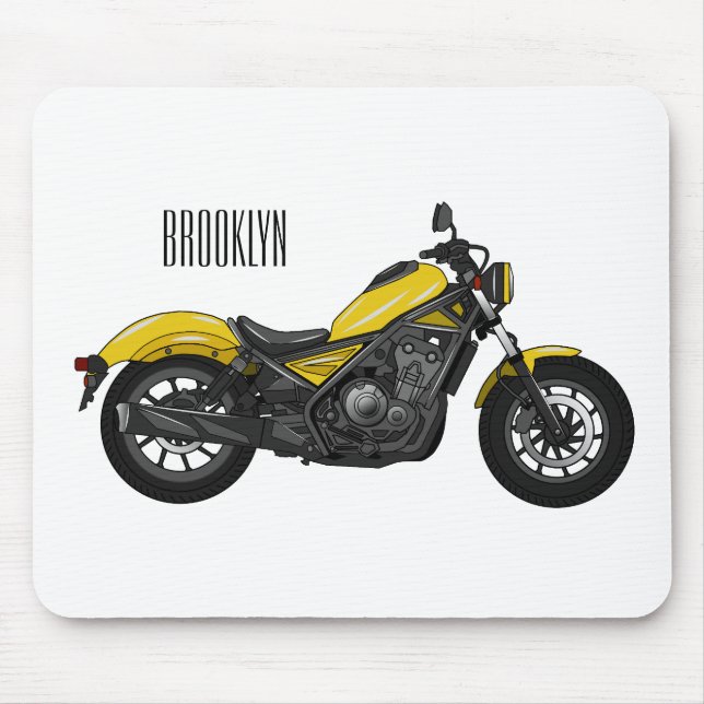 Cruiser motorcycle cartoon illustration  mouse pad (Front)