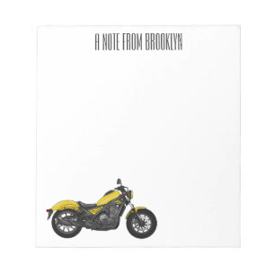 Cruiser motorcycle cartoon illustration notepad