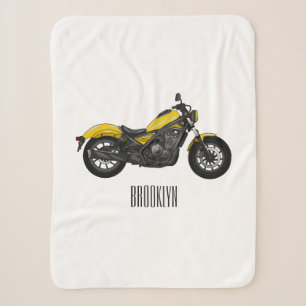 Cruiser motorcycle cartoon illustration sherpa blanket