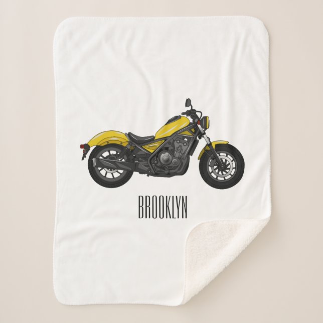 Cruiser motorcycle cartoon illustration sherpa blanket (Front)