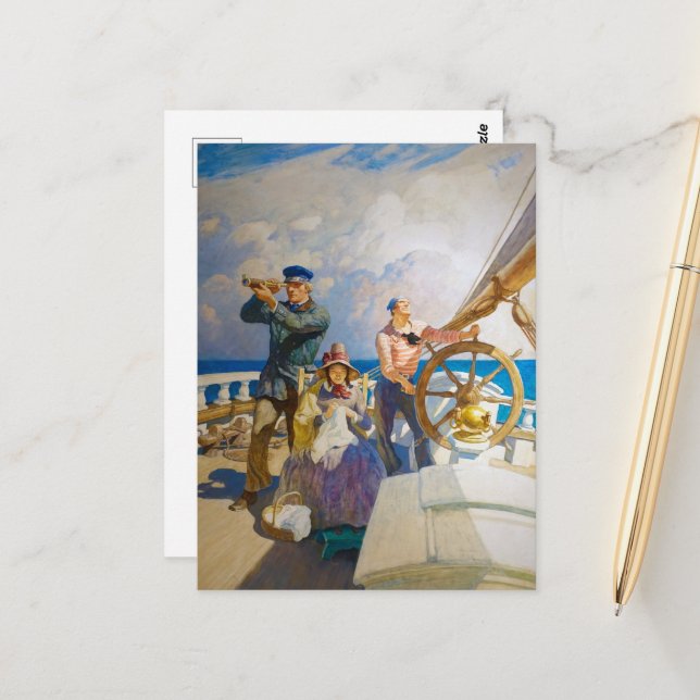 Cruises by Newell Convers Wyeth Postcard (Front/Back In Situ)
