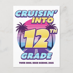 Cruisin’ Back to School 12th Grade Holiday Postcard