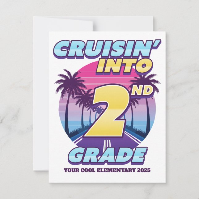 Cruisin’ Back to School 2nd Grade Card (Front)