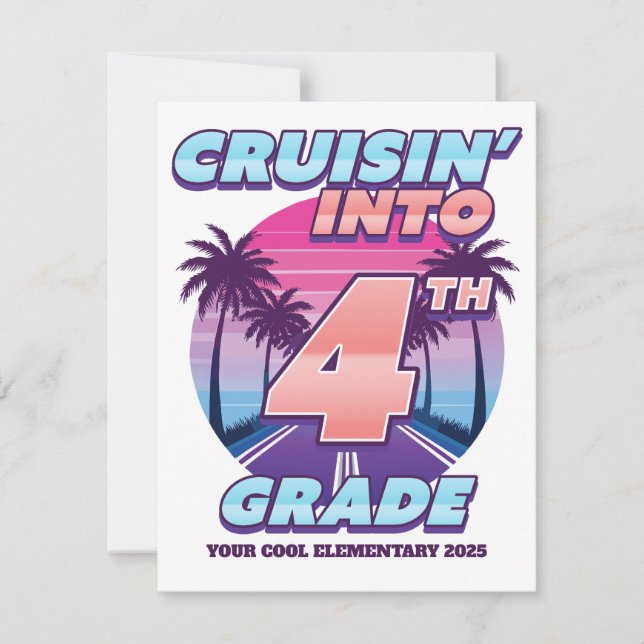 Cruisin’ Back to School 4th Grade Card (Front)
