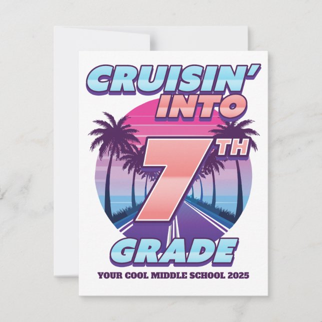 Cruisin’ Back to School 7th Grade Card (Front)