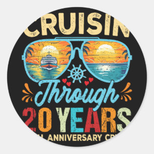 Cruisin Through 20 Years 20th Wedding Anniversary  Classic Round Sticker