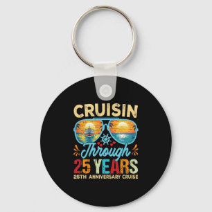 Cruisin Through 25 Years 25th Wedding Anniversary Keychain