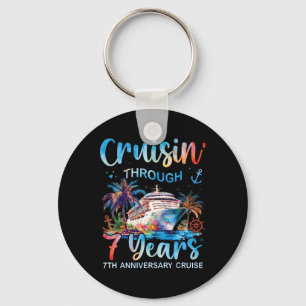 Cruisin Through 7 Years 7th Anniversary Cruise Tri Keychain