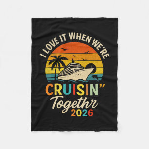 Cruisin’ Together 2026 Retro Cruise Vacation Fleece Blanket