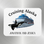 Cruising Alaska Orca Killer Whale Ship Magnet<br><div class="desc">This design was created though digital art. It may be personalized in the area provided or customizing by choosing the click to customize further option and changing the name, initials or words. You may also change the text colour and style or delete the text for an image only design. Contact...</div>
