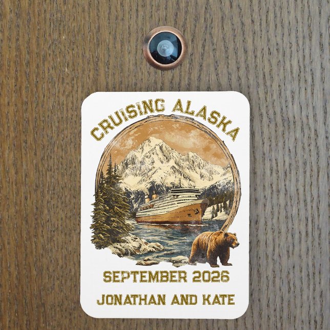 Cruising Alaska Retro Distressed Ship Door Marker Magnet (Creator Uploaded)