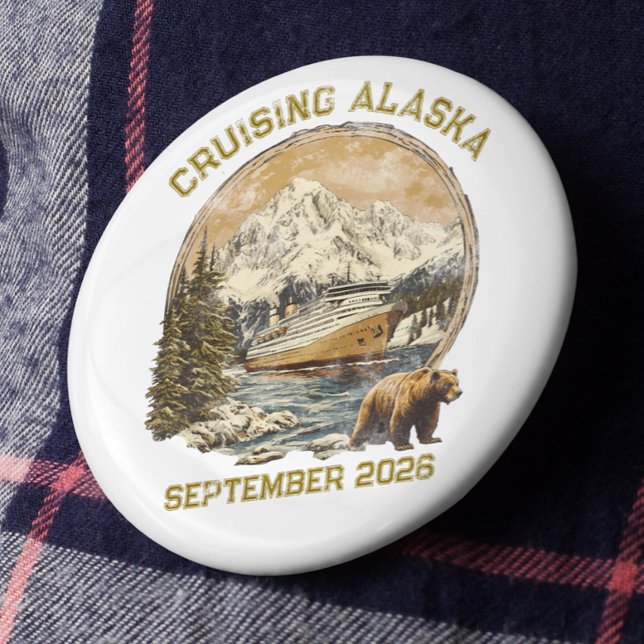 Cruising Alaska Retro Distressed Ship Embarkation  4 Inch Round Button (Creator Uploaded)