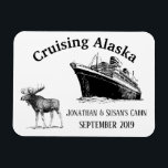 Cruising Alaska Ship and Moose Magnet<br><div class="desc">This design was created though digital art. It may be personalized in the area provided or customizing by choosing the click to customize further option and changing the name, initials or words. You may also change the text colour and style or delete the text for an image only design. Contact...</div>