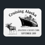 Cruising Alaska Ship and Moose Magnet<br><div class="desc">This design was created though digital art. It may be personalized in the area provided or customizing by choosing the click to customize further option and changing the name, initials or words. You may also change the text colour and style or delete the text for an image only design. Contact...</div>