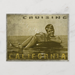Cruising California Postcard with Cool Vintage Guy