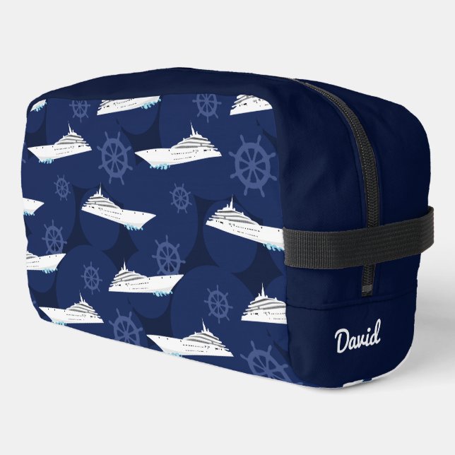 Cruising Cruise Ship Personalised Blue and White Dopp Kit (Left Corner)