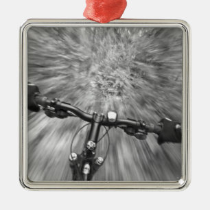 Cruising down a buff section of singletrack metal ornament