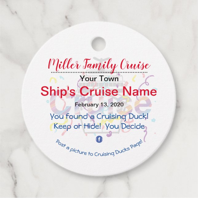 Cruising Duck Favour Tags (Front)
