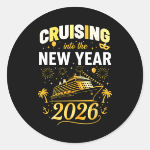 Cruising Into 2026 New Years Eve Party Favors Fami Classic Round Sticker