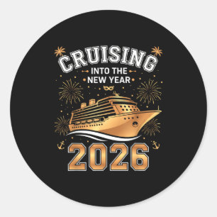 Cruising Into 2026 New Years Eve Party Favors Fami Classic Round Sticker