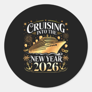 Cruising Into 2026 New Years Eve Party Favors Fami Classic Round Sticker