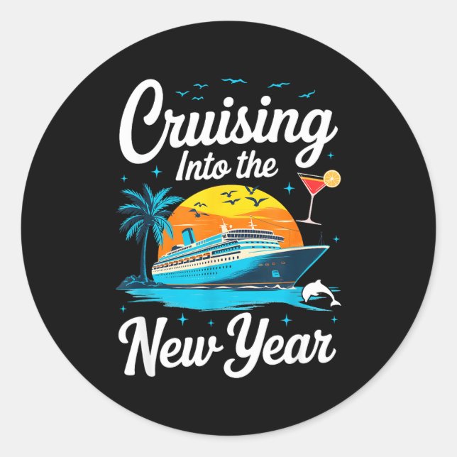 Cruising Into 2026 New Years Eve Party Matching Fa Classic Round Sticker (Front)