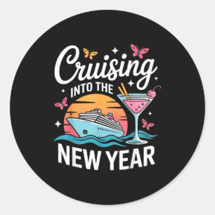 Cruising Into 2026 New Years Eve Party Matching Fa Classic Round Sticker