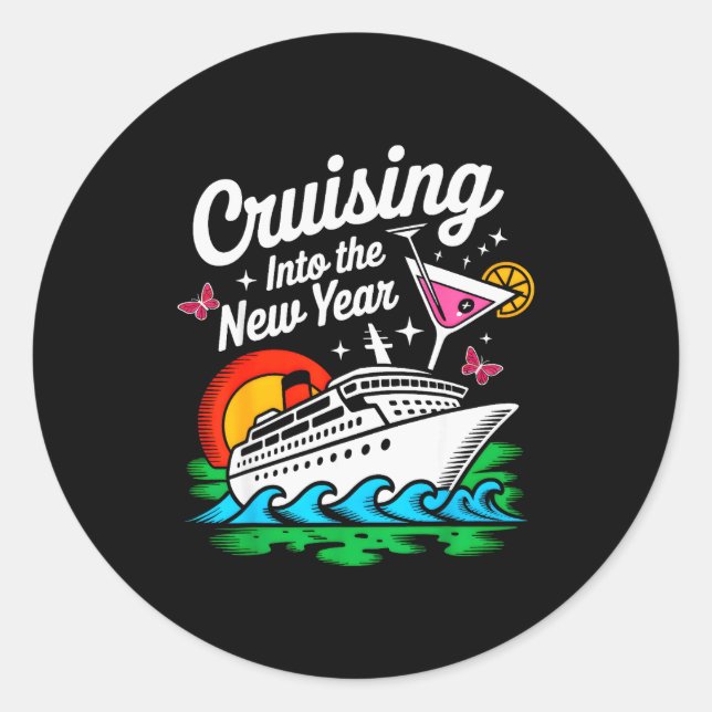 Cruising Into 2026 New Years Eve Party Matching Fa Classic Round Sticker (Front)