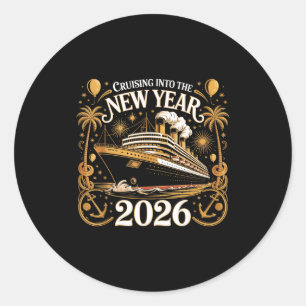 Cruising Into 2026 New Years Eve Party Outfit Fami Classic Round Sticker