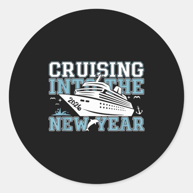 Cruising Into 2026 The New Year Eve Party Family T Classic Round Sticker (Front)