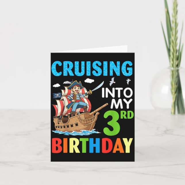 Cruising Into My 3rd Birthday Rate Little Boy 3 Ye Card (Front)