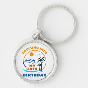 Cruising Into My 50th Birthday Boat Keychain