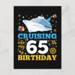 Cruising Into My 65 Birthday Party Postcard<br><div class="desc">Cruising Into My 65 Year Old Birthday Party 65th B-Day Funny design Gift Standard Postcard Classic Collection.</div>